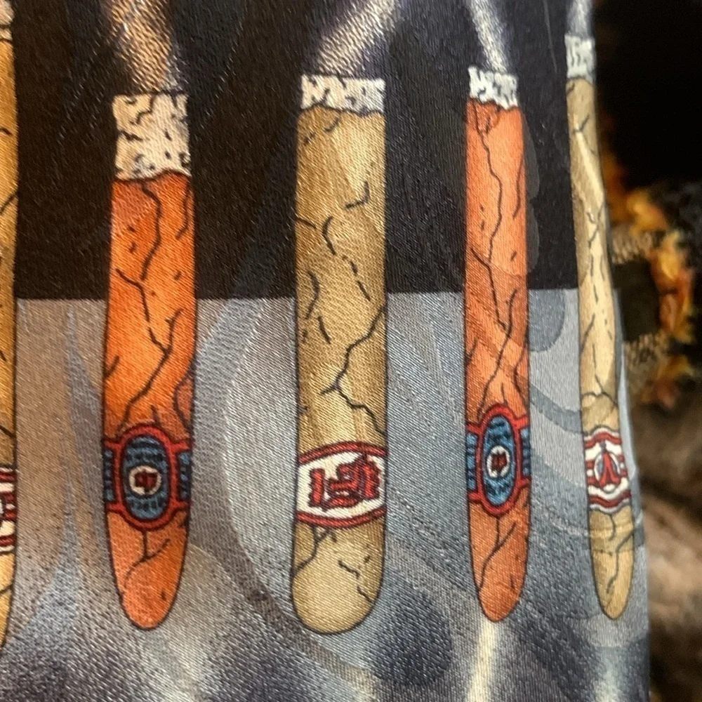 1990s 100% Silk Cigar Print Men’s Neck Tie Cigar Bar Cigar Lover Gift